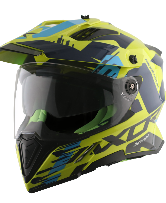 Xcross-Dual sport Visiére neon jaune blue 1