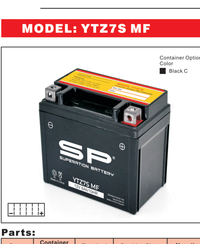 SP YTZ7S MF Motorcycle Battery 12V 6Ah