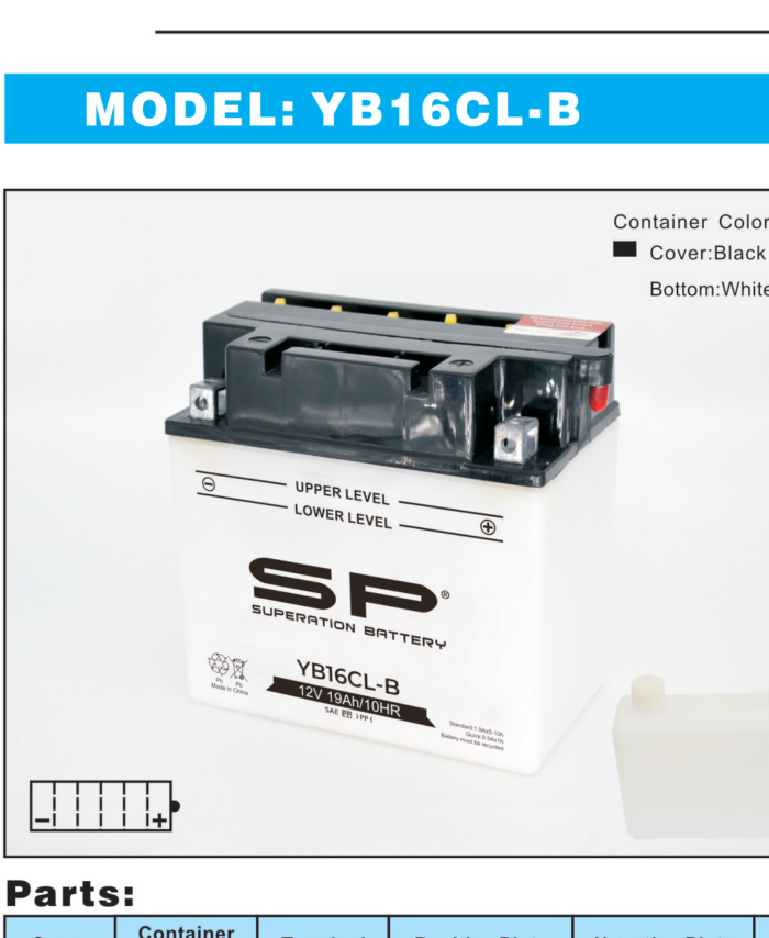 SP YB16CL-B Motorcycle Battery 12V 19Ah