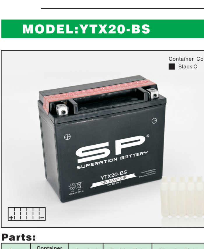 SP YTX20-BS Motorcycle Battery 12V 18Ah