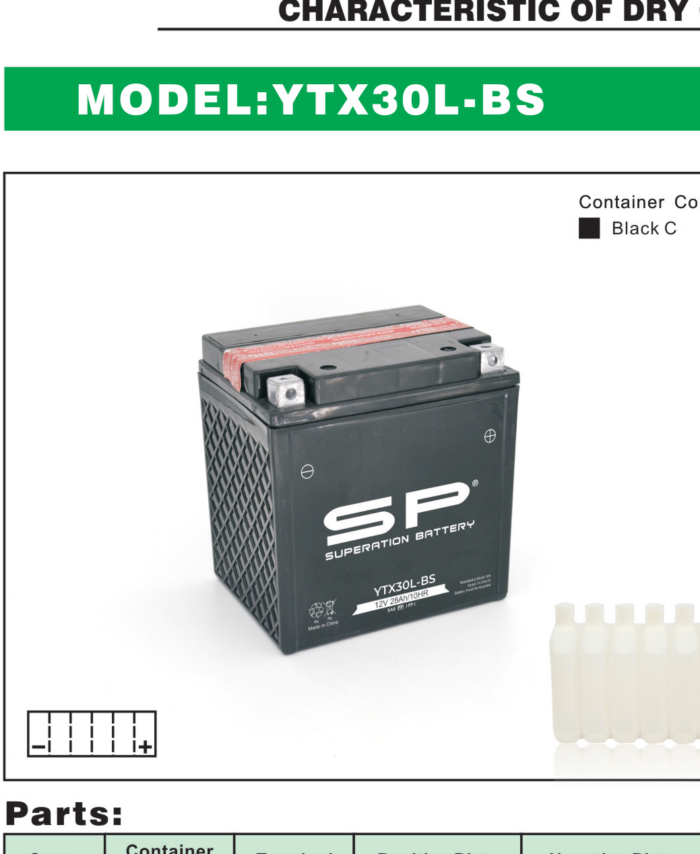 SP YTX30L-BS Motorcycle Battery 12V 26Ah