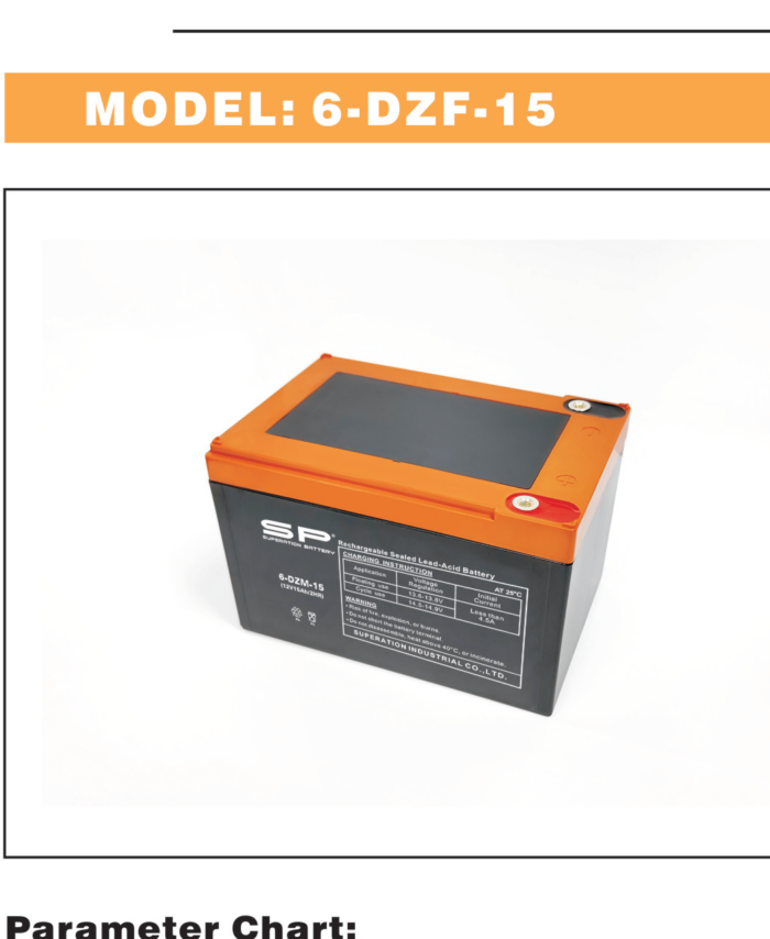 SP 6-DZF-15 E-Bike Battery 12V 15Ah