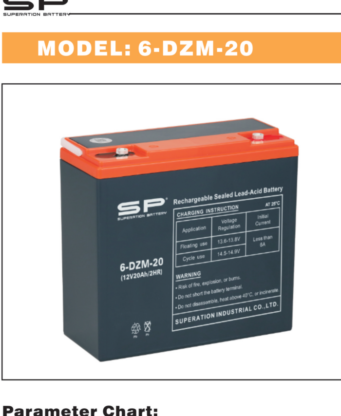 SP 6-DZM-20 E-Bike Battery 12V 20Ah