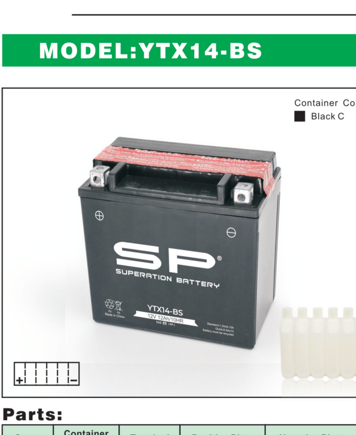 SP YTX14-BS Motorcycle Battery 12V 12Ah