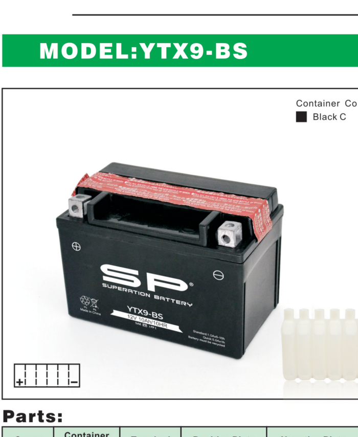SP YTX9-BS Motorcycle Battery 12V 10Ah