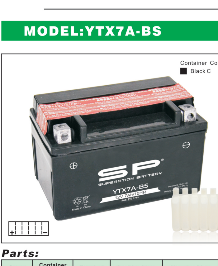 SP YTX7A-BS Motorcycle Battery 12V 6Ah