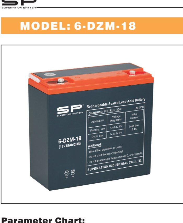SP 6-DZM-18 E-Bike Battery 12V 18Ah